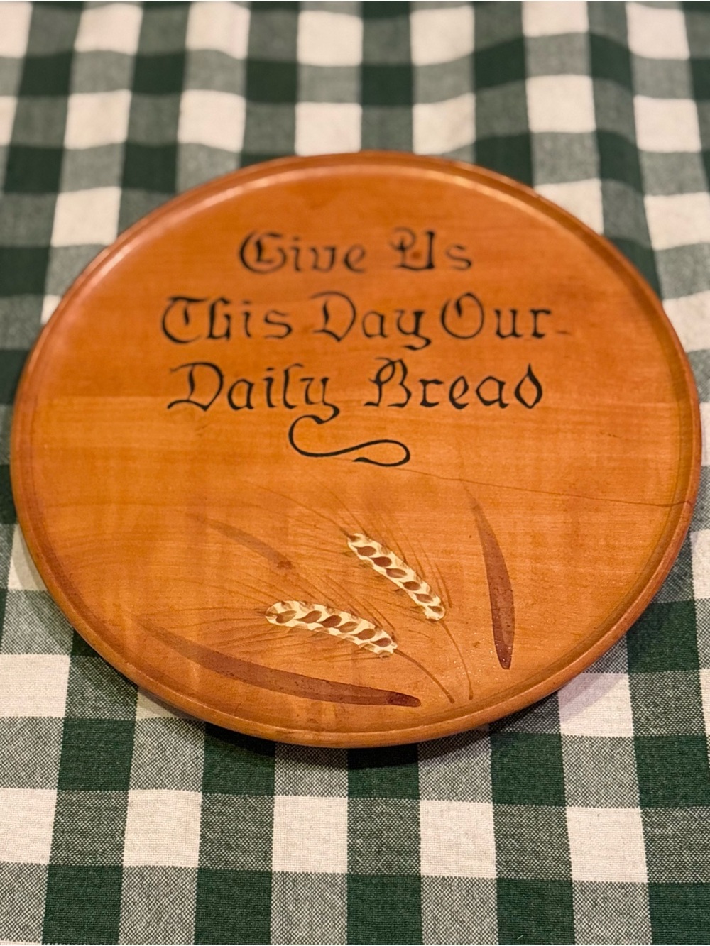 Wooden Wall Hanging Bread Tray - "Give Us This Day Our Daily Bread"